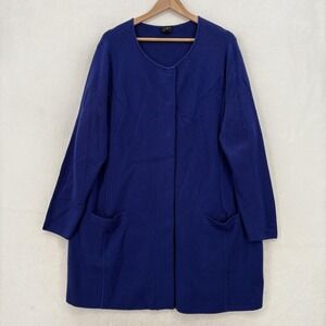 Talbots Royal Blue Long Open Front Cardigan Coatigan